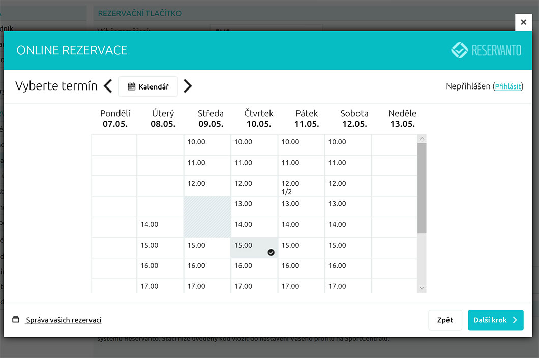 ...následně volí termín.