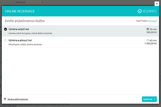 Zákazník vybírá službu.