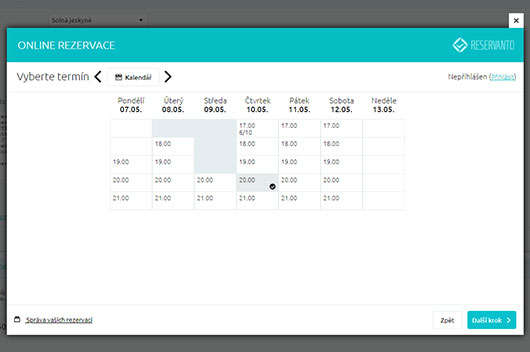 Poté vybere vhodný termín.